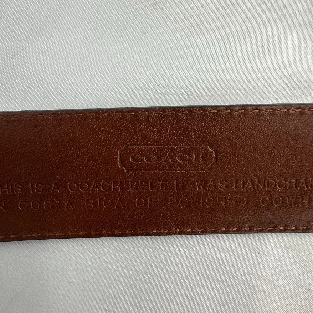 Coach Leather Belt Brown Silver Buckle Quiet Luxury Casual 32